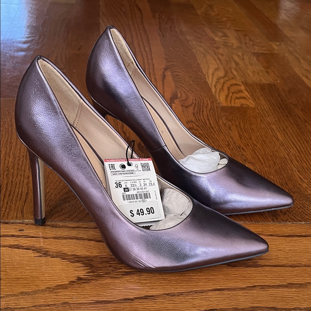 Zara Metallic Purple Heels